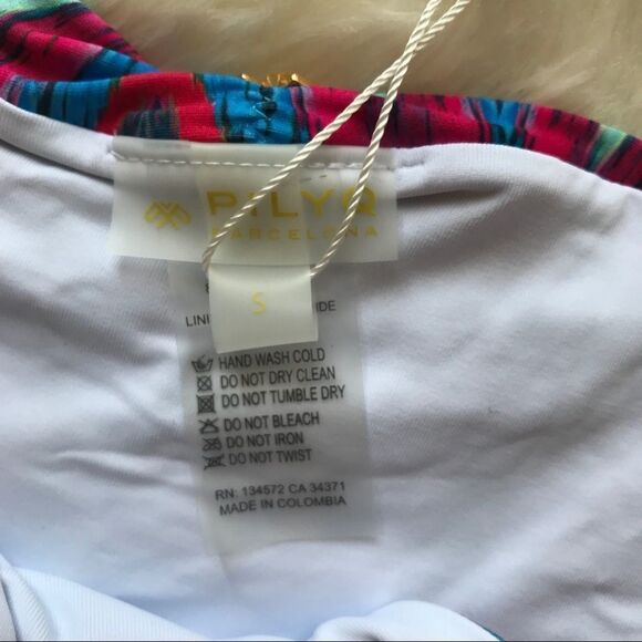 PILYQ String Bikini Bottom Side Tie Triangle‎ Mumbai Pink Blue Small Large New - Picture 6 of 8